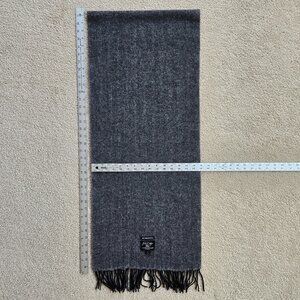 Gilded Age 100% Merino Wool Herringbone Grey Black Fringe Scarf